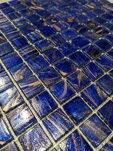 Blue Glass Mosaic Tile Sheet Square Bathroom Wall Splashback Tiles TLSM-10-1010 - Picture 1 of 4