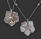Simulated Diamond Floral Necklace 925 Sterling Silver Handmade Auction Jewellery
