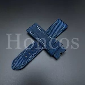 Correa de correa de reloj de nailon de lona azul gris de 24 mm se adapta a Panerai Luminor Pam1122 - Imagen 1 de 4