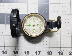 ENGINEER Directional Compass Folding Lid Brass Plastic Hiking Camping Tool MCM - Picture 1 of 11