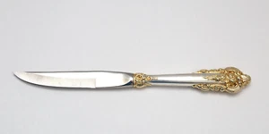 Grande Baroque Gold Accents by Wallace Sterling Silver Steak Knife Custom 8-1/2" - Picture 1 of 4