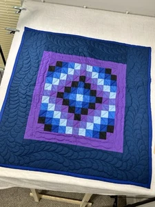 Quilt square baby or wall hanging navy/purple/blue/black 38"x36" handmade - Picture 1 of 4