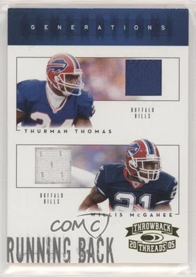 2005 Donruss Throwback Threads Materials /50 Thurman Thomas Willis McGahee HOF - Image 1 of 2
