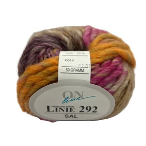ONline Linie 292 Sal #14 Tan Pink Orange Striping Yarn Skein Wool Acrylic NEW - Picture 1 of 4