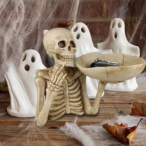 Totenkopf Aufbewahrung Tablett Halloween Bonboniere Harz Skelett Deko Obstteller - Bild 1 von 9