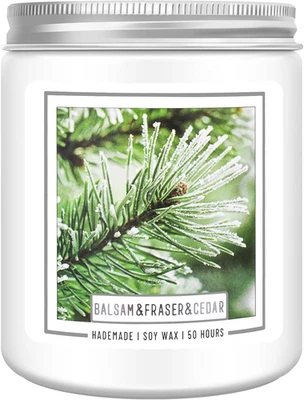Vela de pino bálsamo, velas de abeto bálsamo de Navidad perfumadas, velas navideñas de 9 oz con Foto 1 de 4
