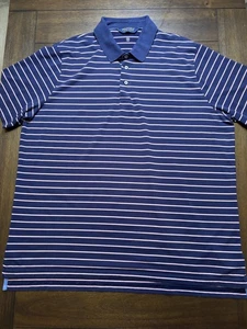Polo Golf Ralph Lauren Polo Shirt Mens 2XL Navy Pink Stripe Short Sleeve Golf - Picture 1 of 5