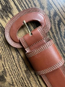 Cinturón de cuero marrón de diseñador Sézane Jones, talla T80, accesorios, acento francés - Imagen 1 de 16