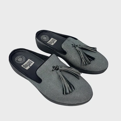 FitFlop Womens Mules Gray Houndstooth Slip On Super Comfort Slip On Flats US 6 - Image 1 of 4