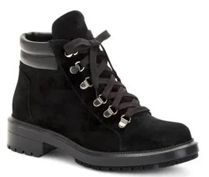 Aquatalia Liviana Weatherproof Suede Hiking Bootie Black SDD359 New Size 8 - Picture 1 of 12