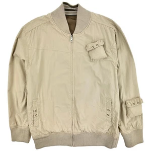Stussy Beige Bomber Jacket Reversible Zip Pockets One Size Men's - Picture 1 of 7