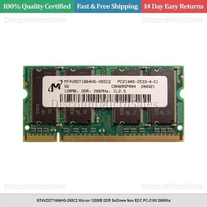 MT4VDDT1664HG-265C2 Micron 128MB DDR SoDimm Non ECC PC-2100 266Mhz - Picture 1 of 1