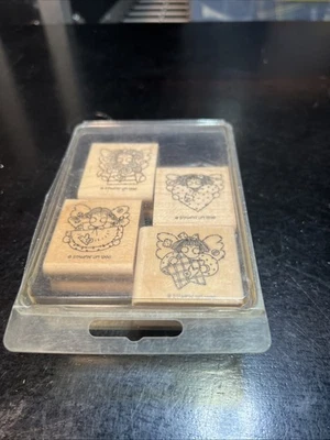 Juego de 4 estampillas de goma ¡Stampin Up! - Caras de ángel - Edredón estrella corazón sandía coser Foto 1 de 2