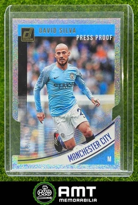 2018 Panini Donruss David Silva Press Proof Gold Die Cuts 3/10 Man City - Image 1 of 3
