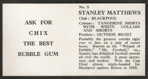 CHIX-FOOTBALL PORTRAIT & ACTION (ASK FOR CHIX) 1960-#05- BLACKPOOL - MATTHEWS - Picture 1 of 2