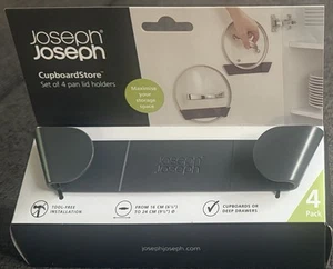 NEW Joseph Joseph Cupboard Store - Set of 4 Pan Lid Holders - Dark Grey Plastic - Picture 1 of 3