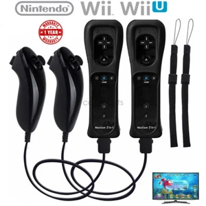 2Pack Remote Controller Wiimote Nunchuck Set for Nintendo Wii U 4 in 1 Motion - Picture 1 of 33