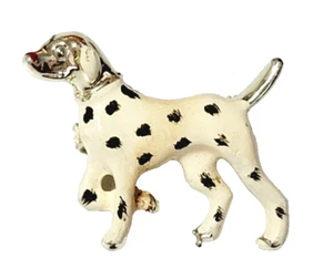 Vintage Dalmatiner Hund Brosche Anstecknadel emailliert silberfarben figürlich Tier sab-33 - Bild 1 von 4