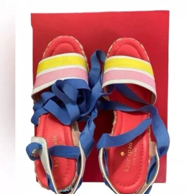 Alpargatas Kate Spade Cinta Sin Cordones Tacón Grueso Talla 8 Foto 1 de 4