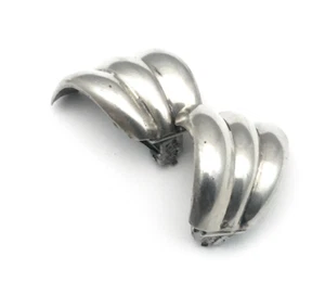 CLIP EARRINGS 925 Sterling Silver Vintage Mexico 1 INCH handmade - Picture 1 of 5