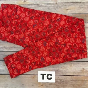TC LuLaRoe ~ PATRÓN DE PUNTOS ROJOS ~ Leggings; TALLAS 12-18 Alto y Curvilíneo; círculos - Imagen 1 de 3
