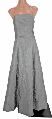 Vestido Jessica Mcclintock y2k Plateado Brillo Baile de graduación Gris Cuello Cuadrado Tafetán 7 Foto 1 de 4