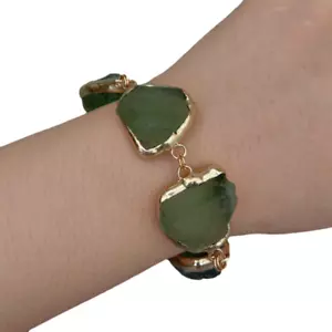 8 Zoll Natur Grün Fluorit Roh Gebürstete Münze Perle Armband Edelstein Schmuck - Bild 1 von 6