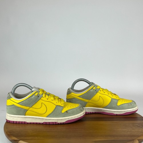 Rare scarpe sneakers vintage donna Nike Dunk Low CL grigio giallo taglia 6 5 M ottime condizioni