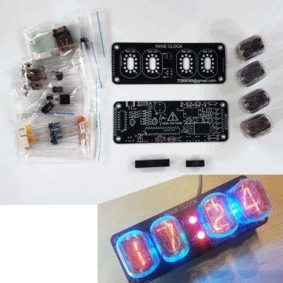 DIY KIT with tubes Nixie Clock  4x IN-12 + INS-1 RGB Backlight Alarm *All parts* - Image 1 of 4
