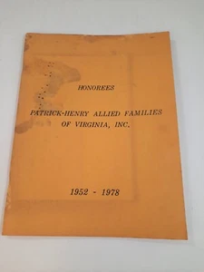 Rare Honorees Patrick Henry Allied Families Of Virginia 1978 May McDowell Book - Picture 1 of 9