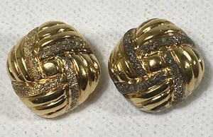 ITAOR Italy Ohrringe goldfarben 925 Sterling glänzend hohl Liebesknoten Clip - Bild 1 von 7