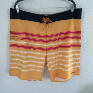 Patagonia Striped Orange Surf Board Shorts Swim Trunks - Men's Size 38 - Picture 1 of 8