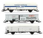 ROCO 'HO' GAUGE RAKE OF 3 ASSORTED WAGONS 46403, 46744, 47056