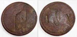 Antique Token ~ 5 I V Y ~ Detectorist Find - Picture 1 of 4