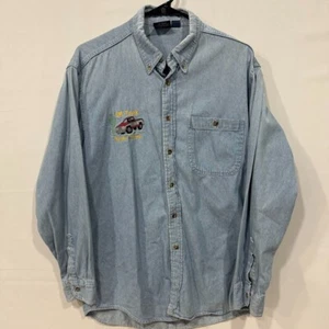 VTG Three Rivers Denim Shirt Men’s M GM Truck Brake Team Embroidered Logo - Picture 1 of 7