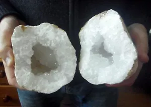  GEODE White Selenite crystal pair large 150 - 200mm  fetility Saraha Desert - Picture 1 of 7