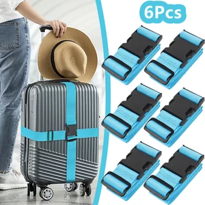 6x Suitcase Belts Luggage Straps Extra Strong Safety Travel Baggage Adjustable - Picture 1 of 11
