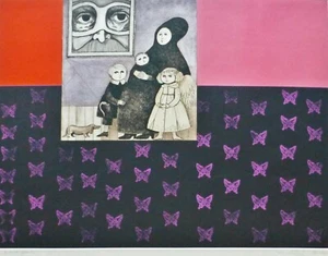 Leticia Tarrago GRUPO DE FAMILIA Etching Hand Signed Mexican Artist family art - Picture 1 of 5