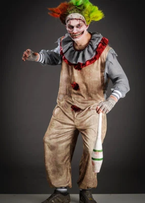 STRUTS Mens Twisty The Clown Style Horror Fancy Dress Costume JUMPSUIT & COLLAR ONLY