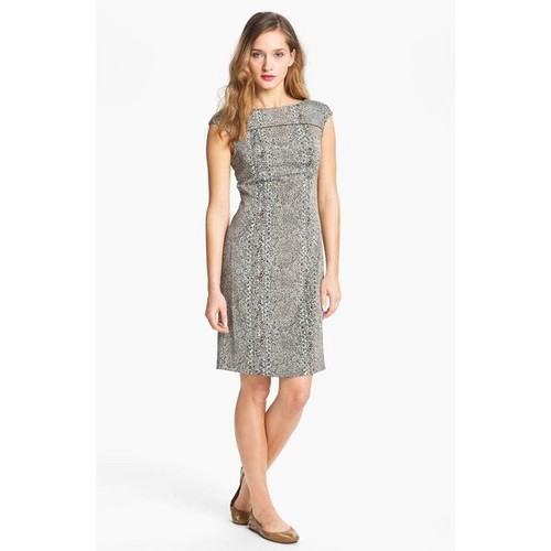 Abito tubino Tory Burch Carter blu stampa tortora ponte taglia 8