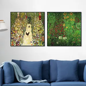 Framed Canvas Art Combo Painting 2 Pieces Series#17 by Gustav Klimt Wall Art - Picture 1 of 14