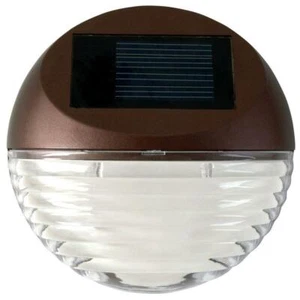 Solar Powered Round Mini LED Deck Light / Step Light, Bronze Finish,1-Pack - Picture 1 of 12