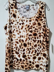 NWT Chico's Size L (2) Slub Knit Leopard Print Sleeveless Tunic Top - Picture 1 of 10