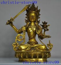 Old Tibetan Bronze Buddhism Took sword Tara Kwan-Yin Guan Yin Bodhisattva statue