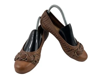 Zapatos planos de ballet Softspots para mujer 8,5 M Posie marrón tejido cuero sin cordones puntera Foto 1 de 4