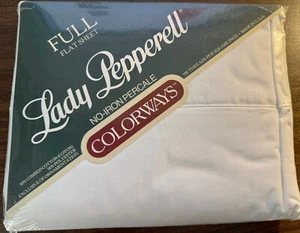 Sábana bajera completa vintage LADY PEPPERELL percal plana completa 81"x96" blanca EE. UU. - Imagen 1 de 4
