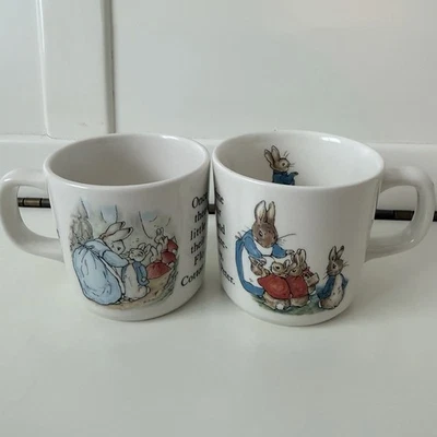 VTG Set Of 2 Peter Rabbit Children’s Cups Mugs Beatrix Potter Wedgwood 1991 - Image 1 of 4