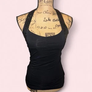 Y2K Whimsygoth Witchy Grunge Spense Halter Top Black Sequined Women’s S Euro Emo - Afbeelding 1 van 4