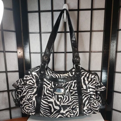 Nicole Miller Animal Print Cartera Bolso de Mano Bolso de Hombro 18" Ancho 10" Alto + Correa Foto 1 de 4