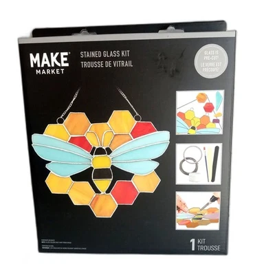 Make Market Stained Glass Kit  DIY Pre-cut Glass Bee Honeybee - Image 1 of 3